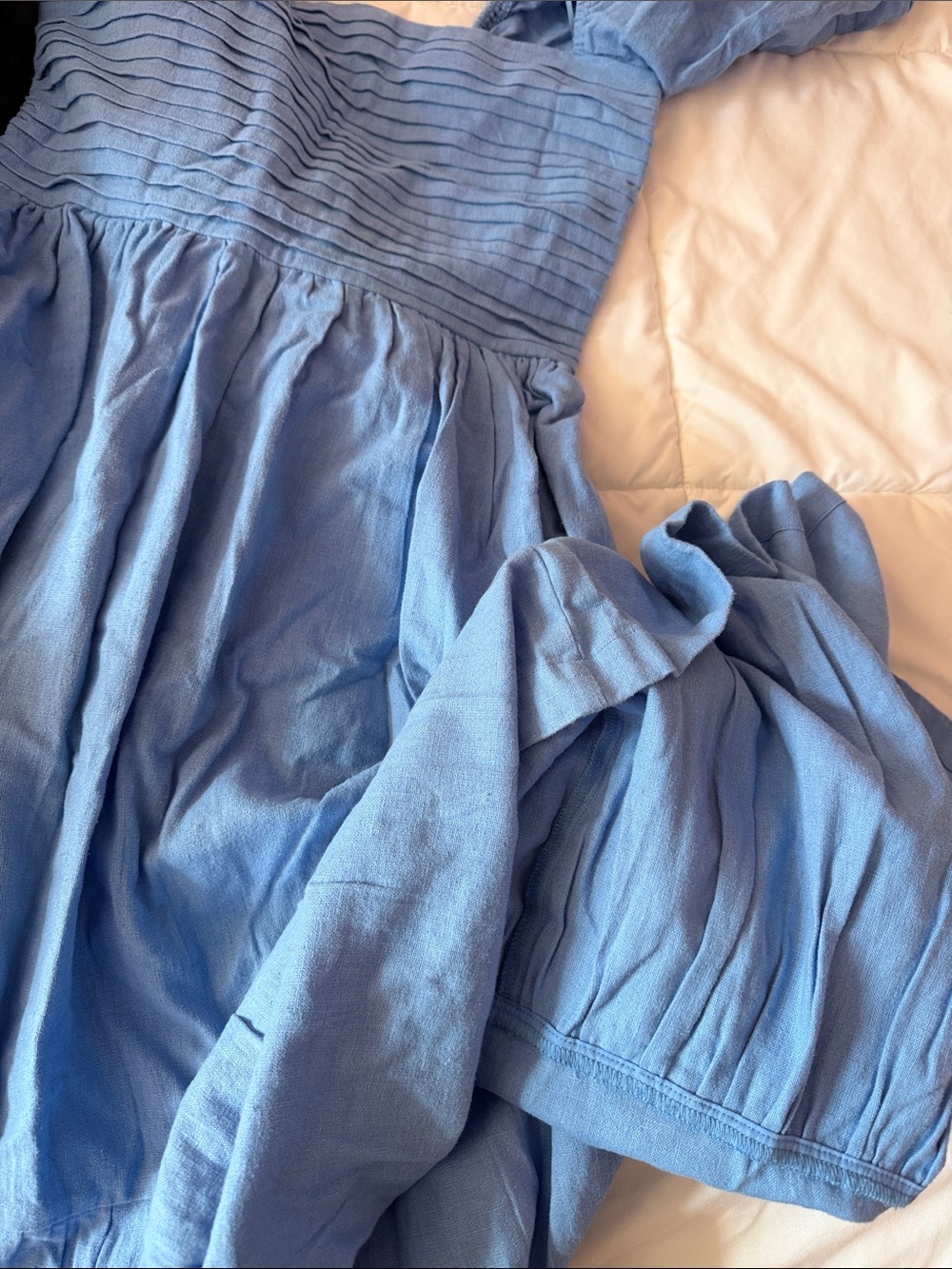Abercrombie & Fitch Sky Blue Puff-Sleeve Tiered Maxi Dress - Picture 6 of 6
